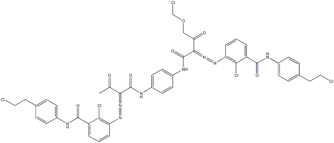 3,3'-[2-(Chloromethoxy)-1,4-phenylenebis[iminocarbonyl(acetylmethylene)azo]]bis[N-[4-(2-chloroethyl)phenyl]-2-chlorobenzamide] Structure