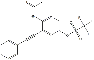 トリフルオロメタンスルホン酸4-アセチルアミノ-3-(フェニルエチニル)フェニル 化学構造式