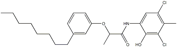 2-[2-(3-Octylphenoxy)propanoylamino]-4,6-dichloro-5-methylphenol Structure