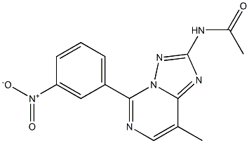 2-アセチルアミノ-5-[3-ニトロフェニル]-8-メチル[1,2,4]トリアゾロ[1,5-c]ピリミジン 化学構造式