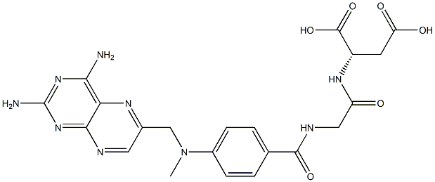 N-[N-[p-[[(2,4-ジアミノ-6-プテリジニル)メチル]メチルアミノ]ベンゾイル]グリシル]-L-アスパラギン酸 化学構造式