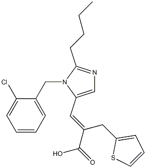 (E)-3-[2-ブチル-3-(2-クロロベンジル)-3H-イミダゾール-4-イル]-2-(2-チエニルメチル)プロペン酸 化学構造式
