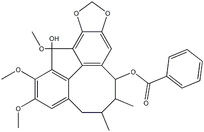 5,6,7,8-Tetrahydro-2,3,13-trimethoxy-6,7-dimethylbenzo[3,4]cycloocta[1,2-f][1,3]benzodioxole-1,8-diol 8-benzoate Struktur