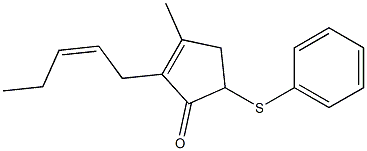 2-[(Z)-2-Penten-1-yl]-3-methyl-5-(phenylthio)-2-cyclopenten-1-one Structure