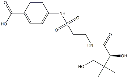 (-)-4-[2-[[(S)-2,4-ジヒドロキシ-3,3-ジメチルブチリル]アミノ]エチルスルホニルアミノ]安息香酸 化学構造式