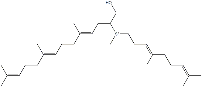 [(3E)-4,8-Dimethyl-3,7-nonadienyl][(3E,7E)-4,8,12-trimethyl-1-(hydroxymethyl)-3,7,11-tridecatrien-1-yl](methyl)sulfonium Struktur