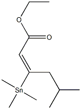 (E)-3-(Trimethylstannyl)-5-methyl-2-hexenoic acid ethyl ester Struktur