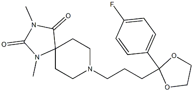 8-[3-[2-(4-Fluorophenyl)-1,3-dioxolan-2-yl]propyl]-1,3-dimethyl-1,3,8-triazaspiro[4.5]decane-2,4-dione 结构式