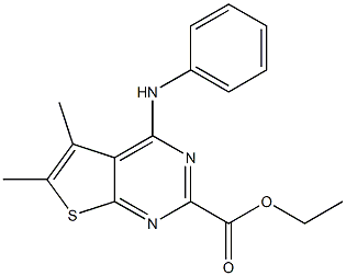 5,6-Dimethyl-4-(phenylamino)thieno[2,3-d]pyrimidine-2-carboxylic acid ethyl ester Struktur