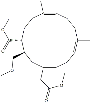 (3R,4R,7E,11E)-3-(Methoxymethyl)-4-(methoxycarbonyl)-7,11-dimethylcyclotetradeca-7,11-diene-1-acetic acid methyl ester Structure