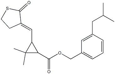 3-[[(3E)-2-オキソチオラン-3-イリデン]メチル]-2,2-ジメチルシクロプロパンカルボン酸3-イソブチルベンジル 化学構造式