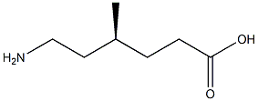 [S,(-)]-6-アミノ-4-メチルヘキサン酸 化学構造式