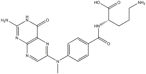 (S)-5-アミノ-2-[4-[[(2-アミノ-3,4-ジヒドロ-4-オキソプテリジン)-6-イル]メチルアミノ]ベンゾイルアミノ]吉草酸 化学構造式