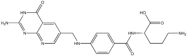 (S)-2-[[4-[[(2-Amino-4-oxo-3,4-dihydropyrido[2,3-d]pyrimidine-6-yl)methyl]amino]benzoyl]amino]-5-aminopentanoic acid Struktur