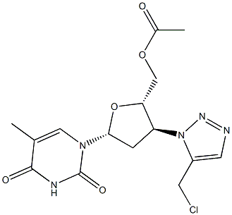 5'-O-Acetyl-3'-(5-(chloromethyl)-1H-1,2,3-triazol-1-yl)-3'-deoxythymidine Struktur