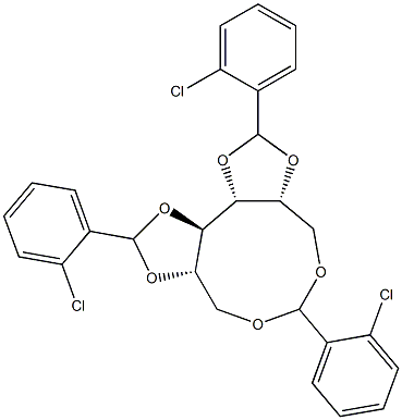 1-O,6-O:2-O,3-O:4-O,5-O-Tris(2-chlorobenzylidene)-D-glucitol 结构式