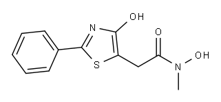4-ヒドロキシ-N-メチル-2-フェニルチアゾール-5-アセトヒドロキサム酸 化学構造式