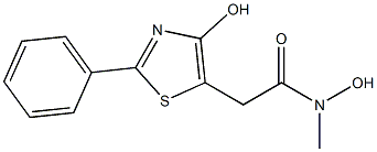 4-ヒドロキシ-N-メチル-2-フェニルチアゾール-5-アセトヒドロキサム酸 化学構造式