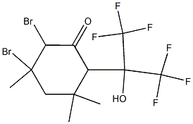 5,6-ジブロモ-2-[2,2,2-トリフルオロ-1-ヒドロキシ-1-(トリフルオロメチル)エチル]-3,3,5-トリメチルシクロヘキサノン 化学構造式