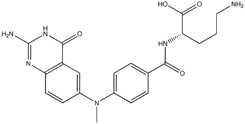 (S)-5-アミノ-2-[4-[[(2-アミノ-3,4-ジヒドロ-4-オキソキナゾリン)-6-イル]メチルアミノ]ベンゾイルアミノ]吉草酸 化学構造式
