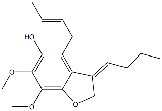 2,3-Dihydro-3-[(Z)-butylidene]-4-[(E)-2-butenyl]-6,7-dimethoxybenzofuran-5-ol,,结构式