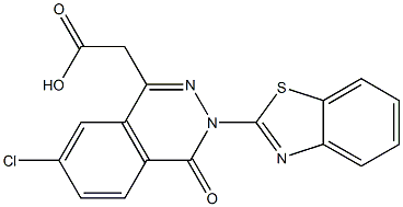 3-(2-ベンゾチアゾリル)-7-クロロ-3,4-ジヒドロ-4-オキソフタラジン-1-酢酸 化学構造式