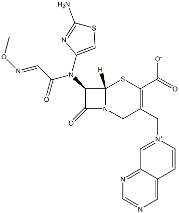 (7R)-7-[(2-Amino-4-thiazolyl)(methoxyimino)acetylamino]-3-[[(pyrido[3,4-d]pyrimidin-7-ium)-7-yl]methyl]cepham-3-ene-4-carboxylic acid Structure