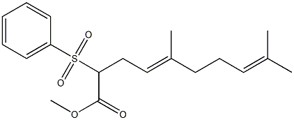 (4E)-5,9-Dimethyl-2-phenylsulfonyl-4,8-decadienoic acid methyl ester Struktur