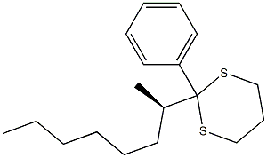 (+)-2-[(R)-1-メチルヘプチル]-2-フェニル-1,3-ジチアン 化学構造式