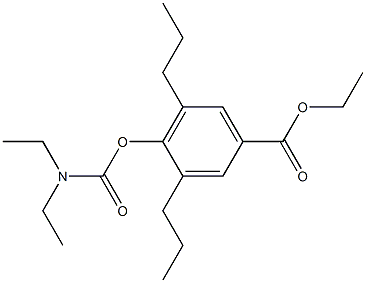 3,5-Dipropyl-4-(N,N-diethylcarbamoyl)oxybenzoic acid ethyl ester 结构式