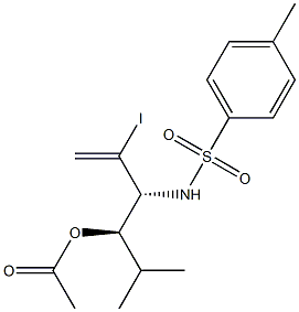 Acetic acid (1R,2R)-1-isopropyl-2-(tosylamino)-3-iodo-3-butenyl ester 结构式