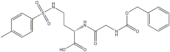 [S,(-)]-2-[2-(Benzyloxycarbonylamino)acetylamino]-4-(p-tolylsulfonylamino)butyric acid Struktur