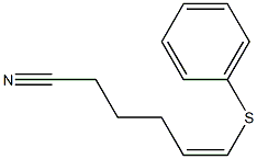 (Z)-6-(フェニルチオ)-5-ヘキセンニトリル 化学構造式