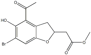[(4-Acetyl-6-bromo-2,3-dihydro-5-hydroxybenzofuran)-2-yl]acetic acid methyl ester Struktur