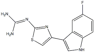 2-[[アミノ(アミノ)メチレン]アミノ]-4-(5-フルオロ-1H-インドール-3-イル)チアゾール 化学構造式