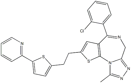 4-(2-Chlorophenyl)-2-[2-[5-(2-pyridinyl)-2-thienyl]ethyl]-9-methyl-6H-thieno[3,2-f][1,2,4]triazolo[4,3-a][1,4]diazepine,,结构式