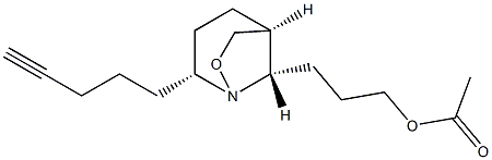 Acetic acid 3-[(2R,5S,8S)-2-(4-pentynyl)-1-aza-7-oxabicyclo[3.2.1]octan-8-yl]propyl ester Structure