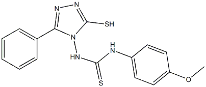 4-[[(4-メトキシフェニル)チオカルバモイル]アミノ]-5-フェニル-4H-1,2,4-トリアゾール-3-チオール 化学構造式