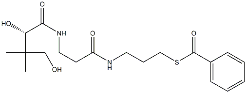 [S,(-)]-2,4-ジヒドロキシ-N-[2-[(3-ベンゾイルチオプロピル)カルバモイル]エチル]-3,3-ジメチルブチルアミド 化学構造式