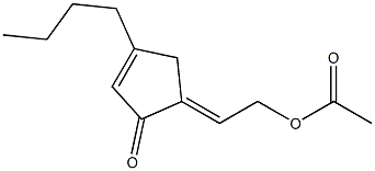 5-[(E)-2-アセチルオキシエチリデン]-3-ブチル-2-シクロペンテン-1-オン 化学構造式