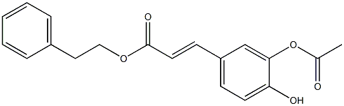 (E)-3-(3-アセトキシ-4-ヒドロキシフェニル)プロペン酸2-フェニルエチル 化学構造式