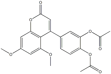 4-(3,4-ジアセトキシフェニル)-5,7-ジメトキシクマリン 化学構造式