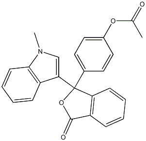 Acetic acid 4-[[1-oxo-3-(1-methyl-1H-indol-3-yl)-1,3-dihydroisobenzofuran]-3-yl]phenyl ester Struktur