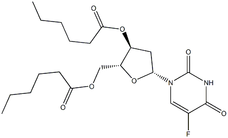 5-フルオロ-2'-デオキシウリジン3',5'-ジヘキサノアート 化学構造式