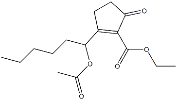 5-Oxo-2-(1-acetoxyhexyl)-1-cyclopentene-1-carboxylic acid ethyl ester Structure