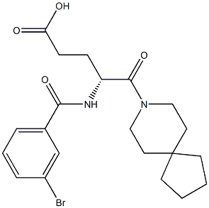 (R)-4-(3-Bromobenzoylamino)-5-oxo-5-(8-azaspiro[4.5]decan-8-yl)valeric acid Struktur