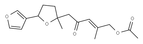 5-アセトキシ-4-メチル-1-(2,3,4,5-テトラヒドロ-5-メチル[2,3'-ビフラン]-5-イル)-3-ペンテン-2-オン 化学構造式