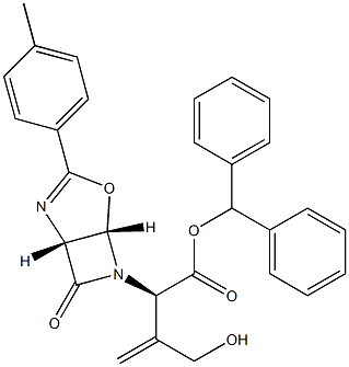 (2R)-3-ヒドロキシメチル-2-[(1R,5S)-7-オキソ-3-(p-トリル)-4-オキサ-2,6-ジアザビシクロ[3.2.0]ヘプタ-2-エン-6-イル]-3-ブテン酸ジフェニルメチル 化学構造式