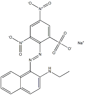 2-[(2-エチルアミノ-1-ナフタレニル)アゾ]-3,5-ジニトロベンゼンスルホン酸ナトリウム 化学構造式