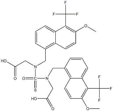 [6-メトキシ-5-(トリフルオロメチル)ナフタレン-1-イル][カルボキシメチル(メチル)アミノ]チオケトンオキシド 化学構造式
